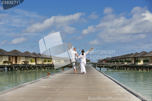 Image of happy young couple have fun on summer