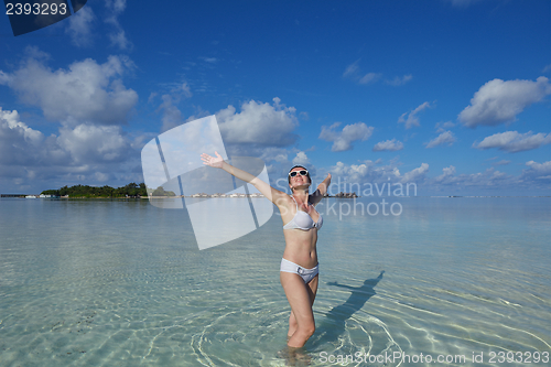 Image of happy woman enjoy  summer time