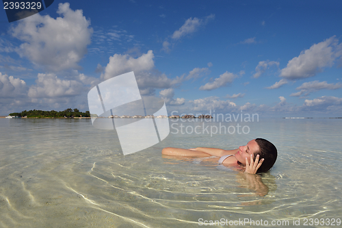 Image of happy woman enjoy  summer time