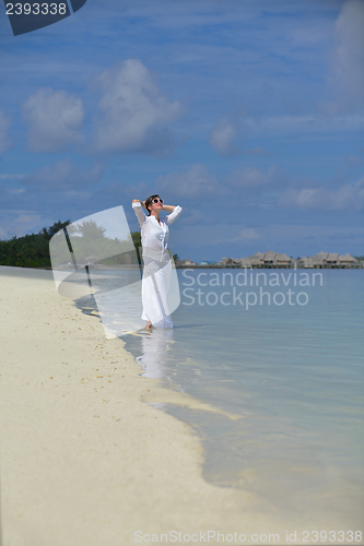 Image of happy woman enjoy  summer time