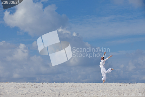 Image of happy woman enjoy  summer time