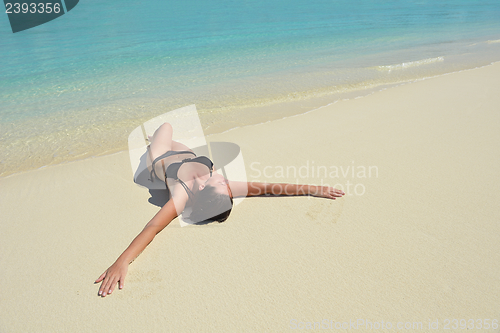 Image of happy woman enjoy  summer time
