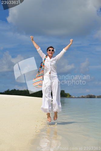 Image of happy woman enjoy  summer time