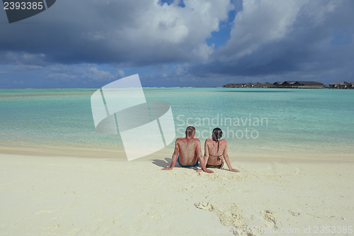 Image of happy young couple have fun on summer