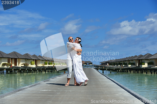 Image of happy young couple have fun on summer