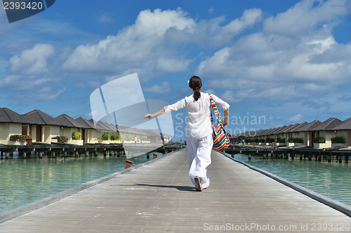 Image of happy woman enjoy  summer time