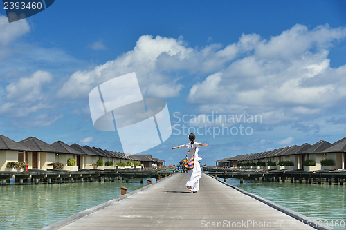 Image of happy woman enjoy  summer time