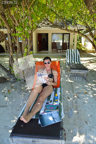 Image of happy woman enjoy  summer time