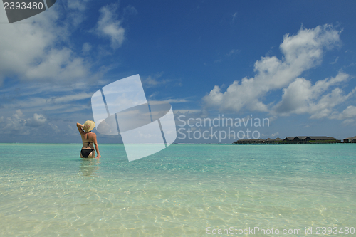 Image of happy woman enjoy  summer time