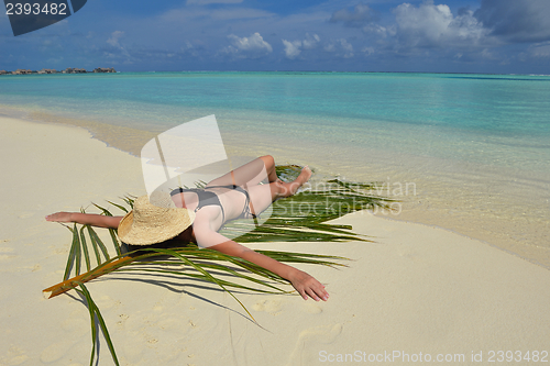 Image of happy woman enjoy  summer time