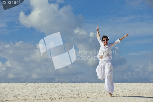 Image of happy woman enjoy  summer time