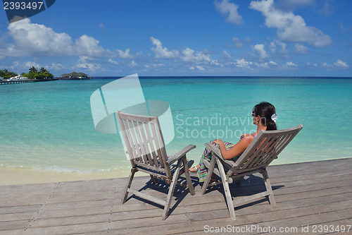 Image of happy woman enjoy  summer time