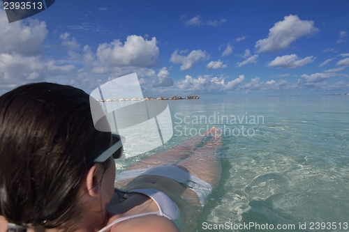 Image of happy woman enjoy  summer time