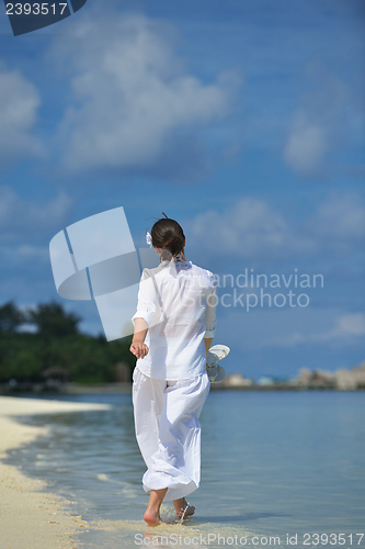 Image of happy woman enjoy  summer time