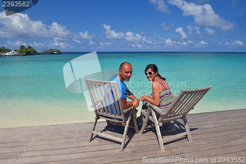 Image of happy young couple have fun on summer