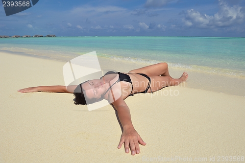 Image of happy woman enjoy  summer time