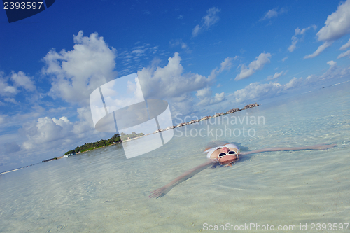 Image of happy woman enjoy  summer time