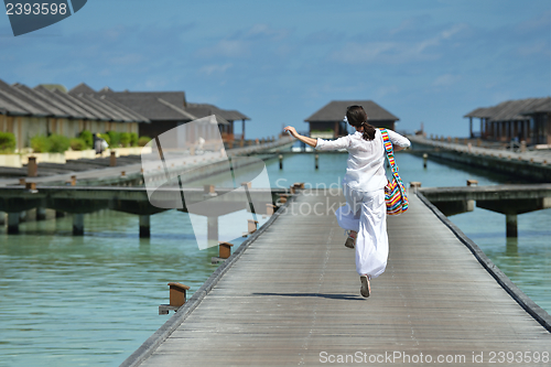 Image of happy woman enjoy  summer time