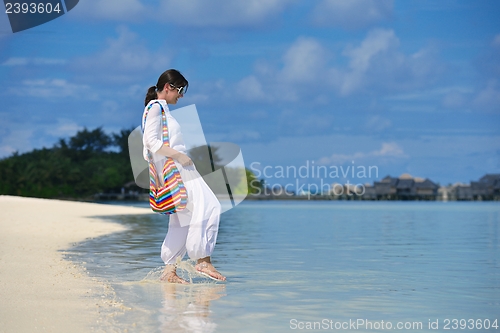 Image of happy woman enjoy  summer time