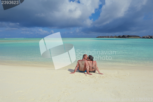 Image of happy young couple have fun on summer