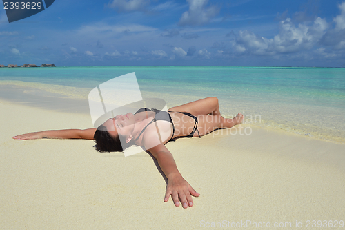 Image of happy woman enjoy  summer time