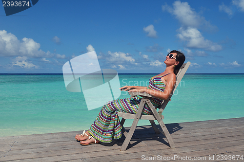 Image of happy woman enjoy  summer time