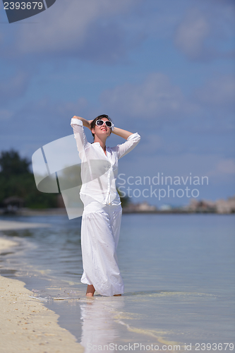 Image of happy woman enjoy  summer time