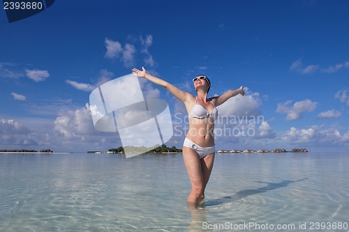 Image of happy woman enjoy  summer time