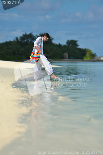 Image of happy woman enjoy  summer time