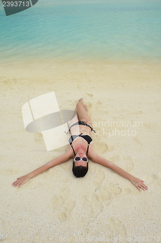 Image of happy woman enjoy  summer time