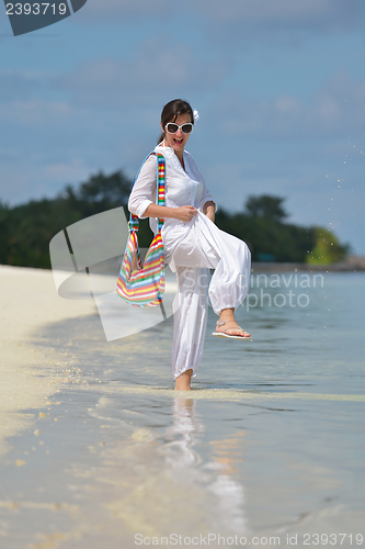 Image of happy woman enjoy  summer time