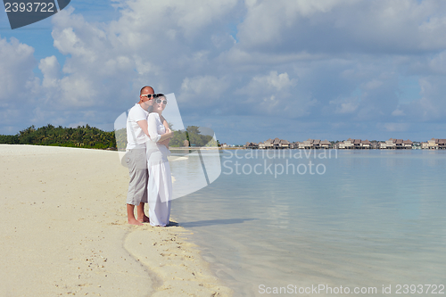 Image of happy young couple have fun on summer