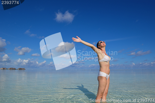 Image of happy woman enjoy  summer time