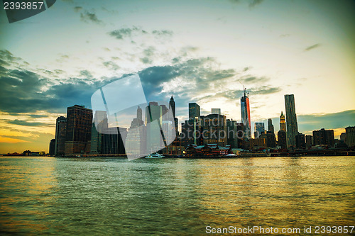 Image of New York City cityscape at sunset