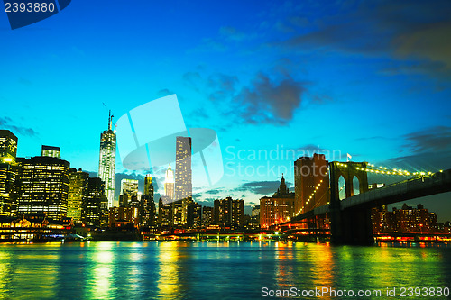 Image of New York City cityscape at sunset