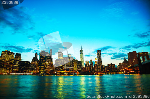 Image of New York City cityscape at sunset