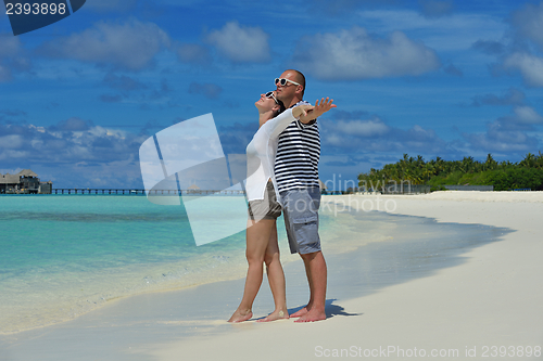 Image of happy young couple have fun on summer