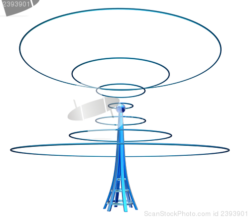 Image of digital transmitter sends signals from high tower