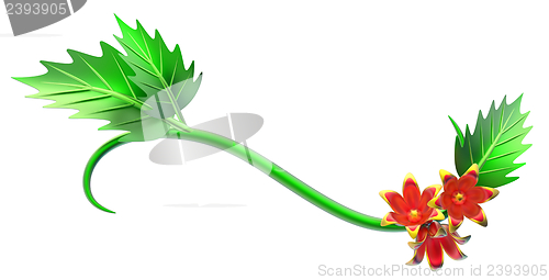 Image of abstract green branch with leafs as decoration