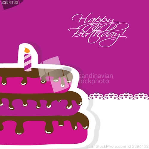 Image of Birthday card with cute cake and candle