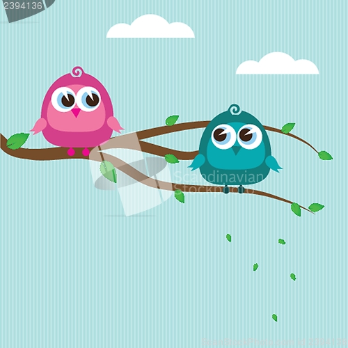 Image of Cute birds on the tree branch