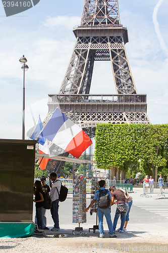 Image of PARIS - JULY 27: Postcard stand at the Eiffel Tower on July 27, 