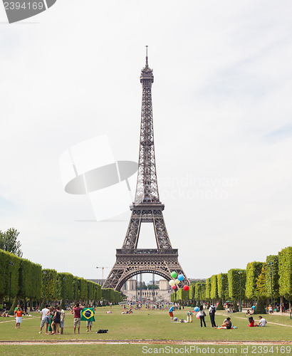 Image of PARIS - JULY 27: Tourists at the Eiffel Tower on July 27, 2013, 