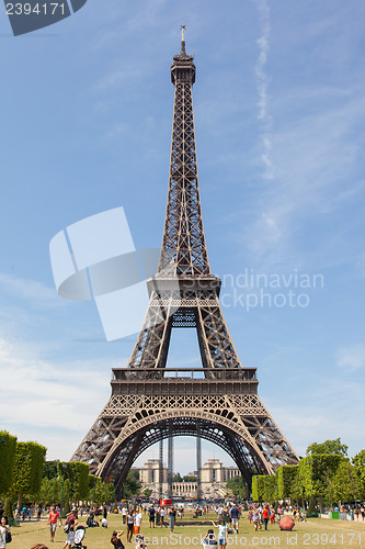 Image of PARIS - JULY 27: Tourists at the Eiffel Tower on July 27, 2013, 