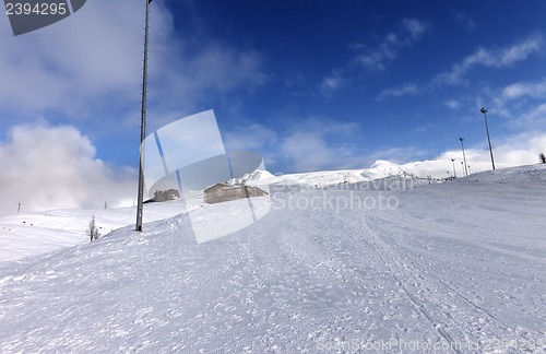 Image of Ski slope and hotels in winter mountains