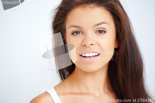 Image of Close up portrait of brunette girl
