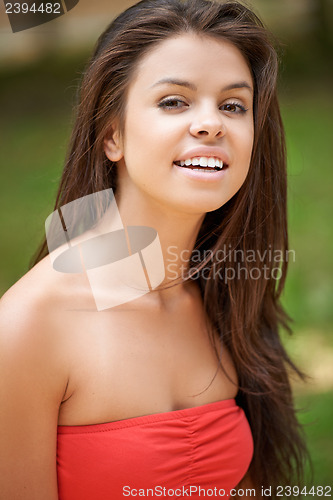 Image of Portrait of cute young woman