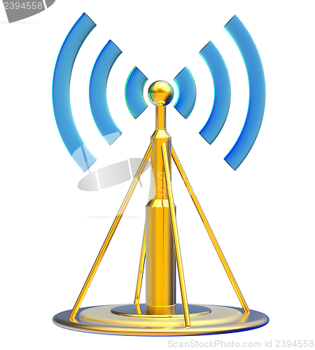 Image of digital transmitter sends signals from high tower