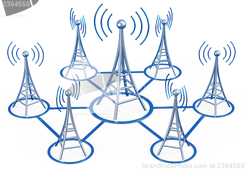 Image of digital transmitters sends signals from high tower