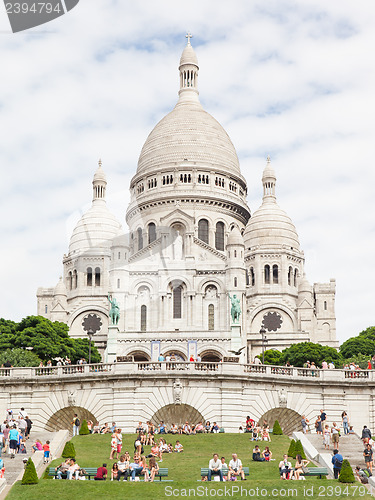 Image of PARIS, FRANCE - JULY 28: Sacre Coeur Basilica in summer day. Lar